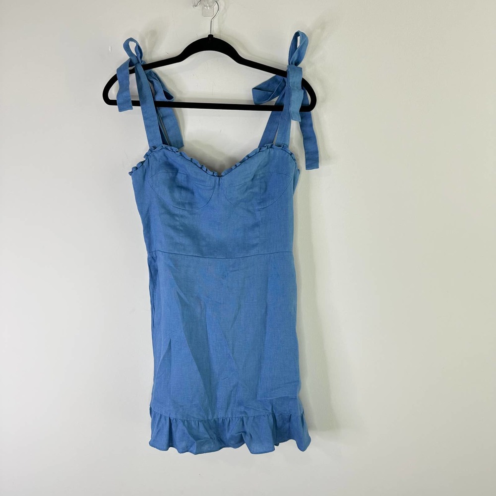 Reformation Desiree ruffle-trimmed linen mini dress